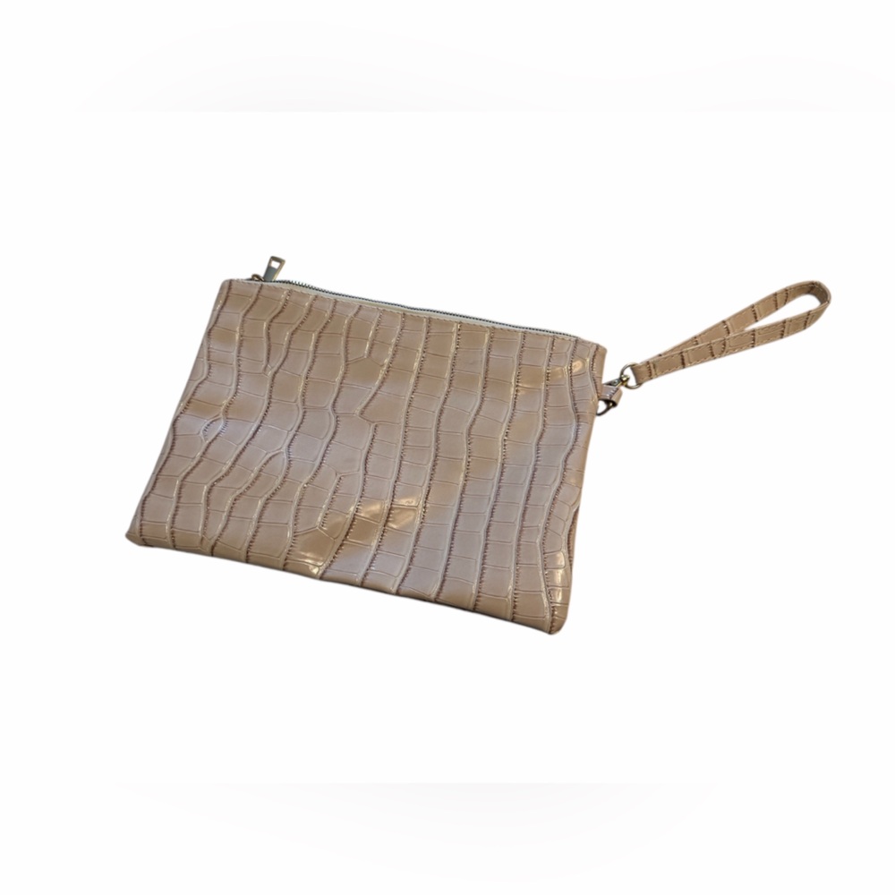 Beige Crocodile-Embossed Clutch - Picture 2 of 2